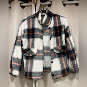 Soft plush plaid shacket
